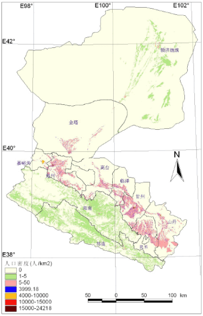 Gridded population data of the Heihe river basin (2000)