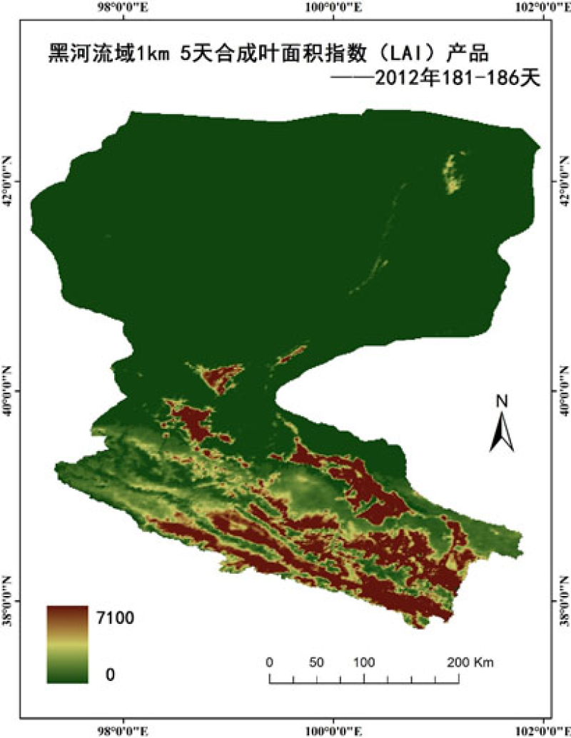 黑河生态水文遥感试验：黑河流域1km/5天合成叶面积指数（LAI）数据集（2010-2014）