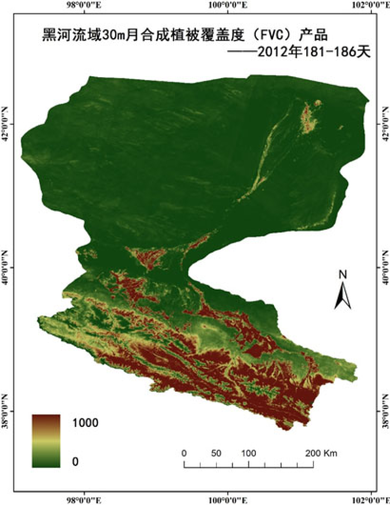 HiWATER: 30m month compositing Fraction Vegetation Cover (FVC) product of Heihe River Basin