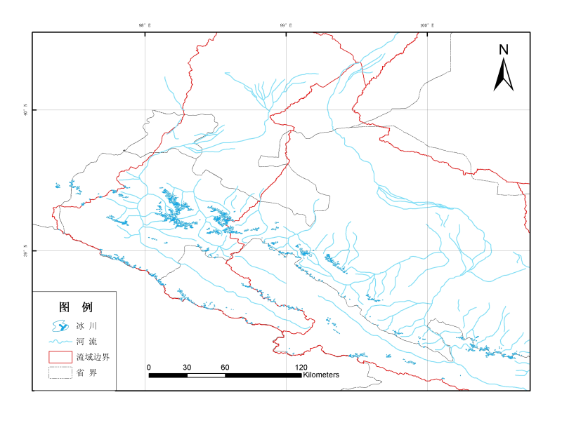 Glacier distribution map over Heihe River Basin based on the first glacier inventory