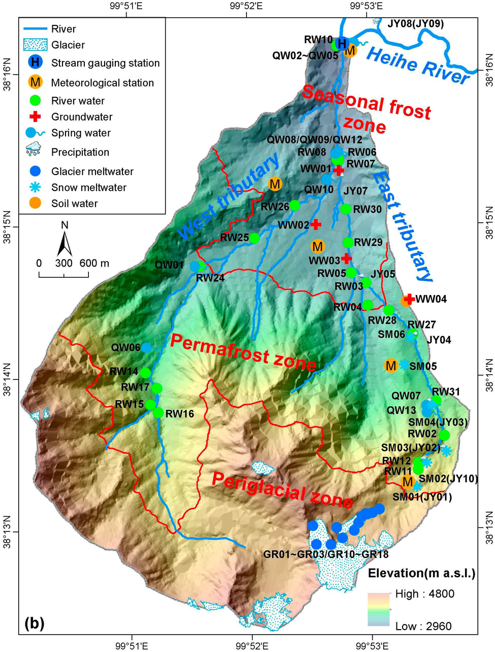 Integrated hydrogeological and hydrogeochemical dataset of an alpine catchment in the northern Qinghai–Tibet Plateau (2012-2020)